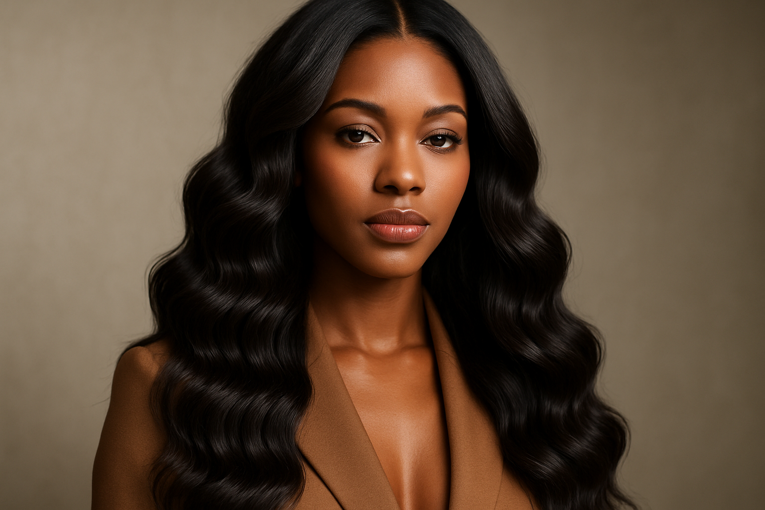 black, stylish woman with wavy hair
